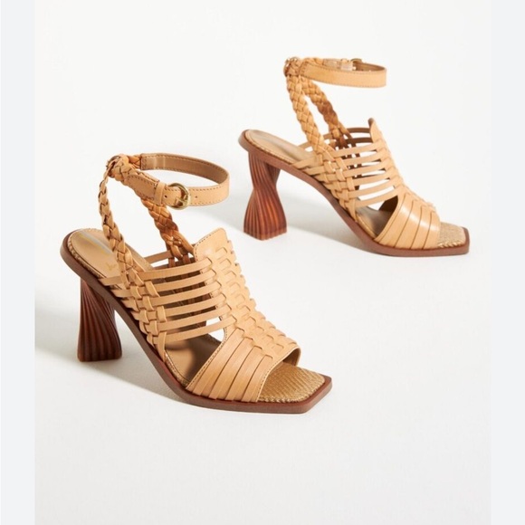 Sam Edelman Shoes - Sam Edelman Anthropologie Holland Leather Woven Ankle Strap Heels Sand 10.5 NWOT